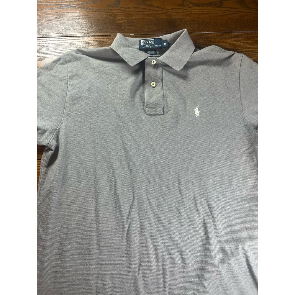 Polo Ralph Lauren Polo Shirt Mens Medium Gray Classic Fit White Pony Logo Casual